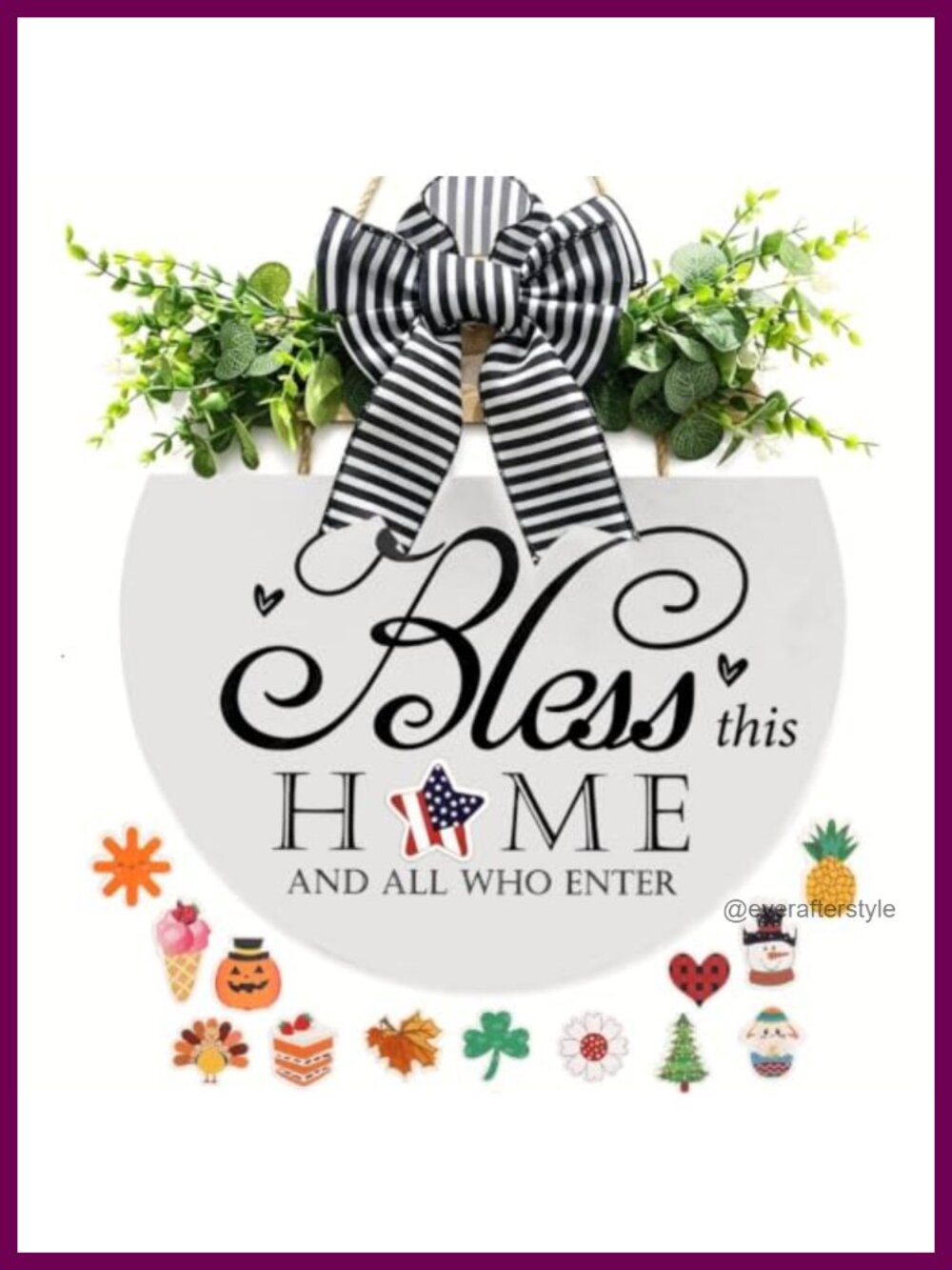 17" Interchangeable Seasonal Welcome Wreath Rustic Wood Front Door Decor